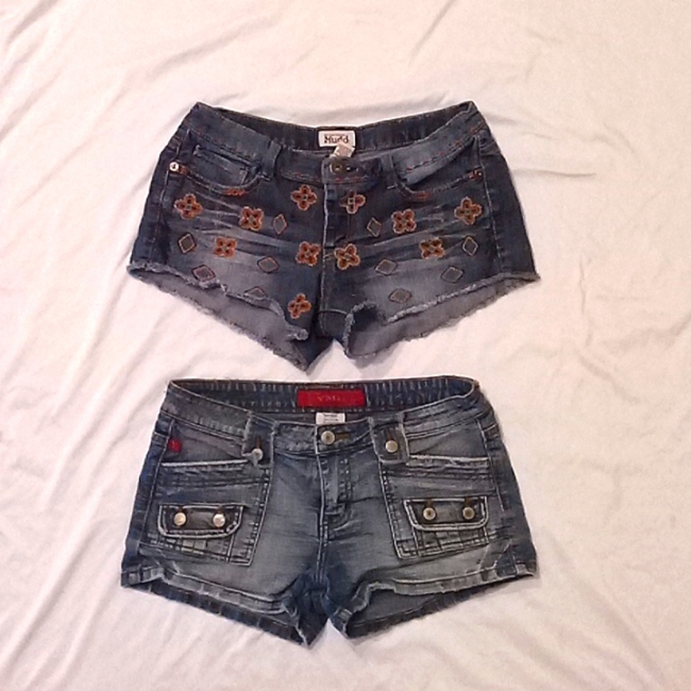 2 Pairs Jean Shorts Sz 7 Mudd YMI